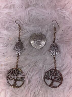3/$25 Handcrafted Hamsa and Tree of Life Dangle Earrings in Antique Gold